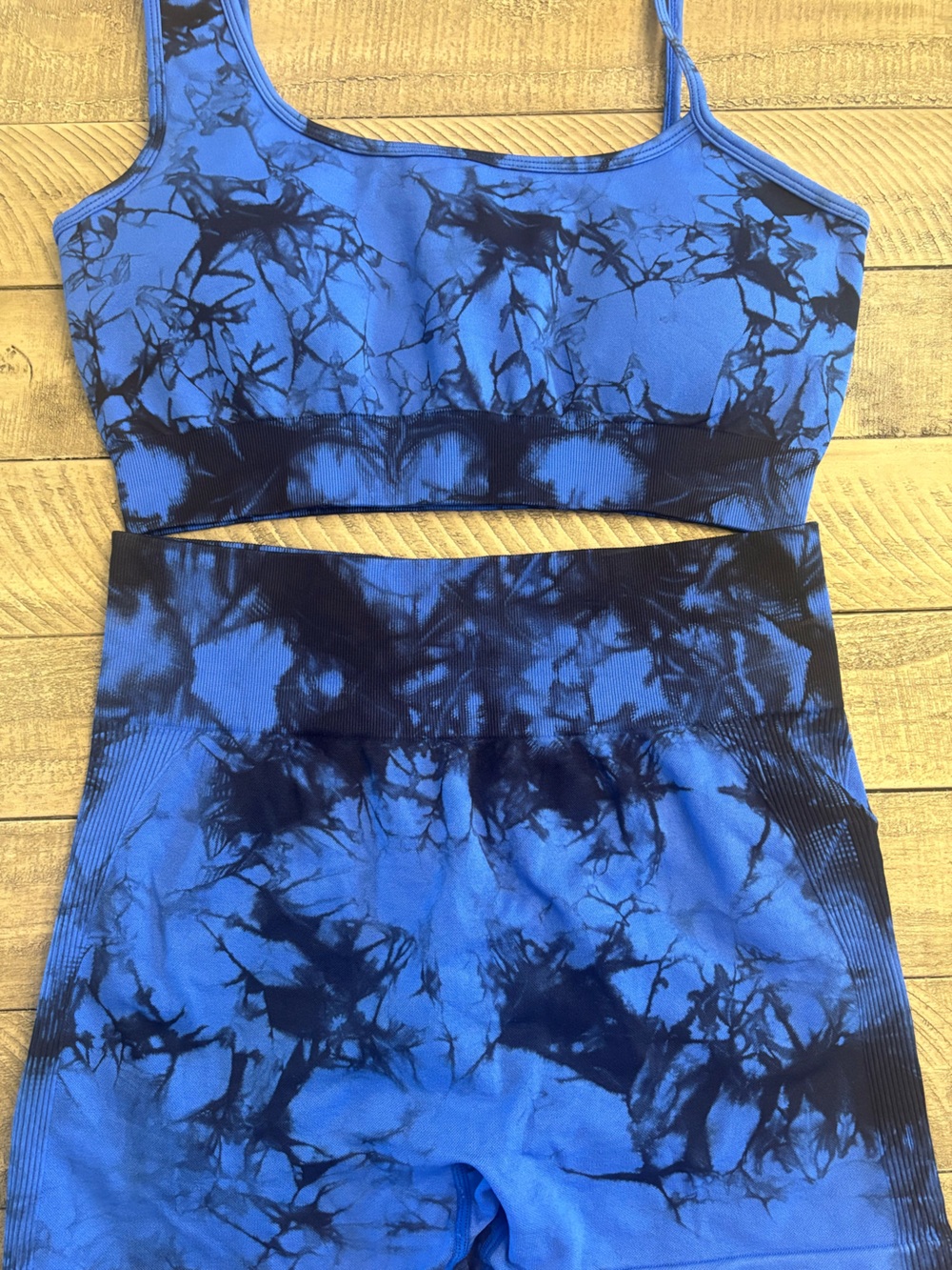 Blue Black Tie-Dye Athletic Set